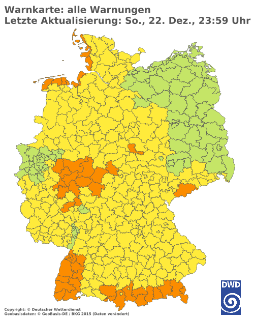 Aktuelle Wetterwarnungen für  Aichach-Friedberg