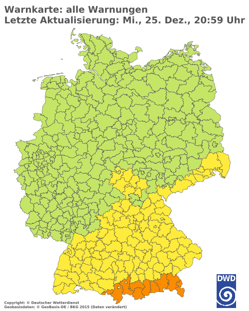 Aktuelle Wetterwarnungen für  Aichach-Friedberg