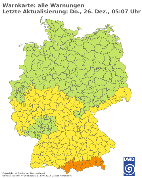 Aktuelle Wetterwarnungen für  Aichach-Friedberg