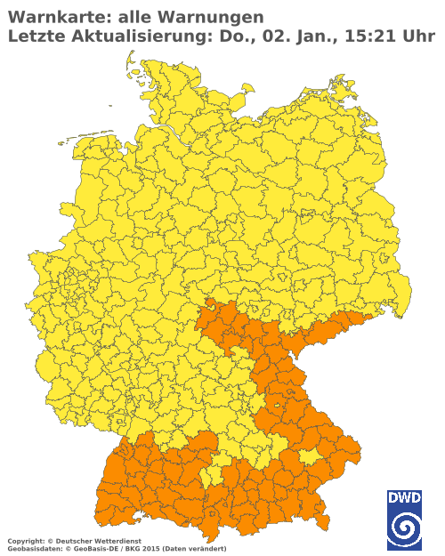 Aktuelle Wetterwarnungen für  Aichach-Friedberg