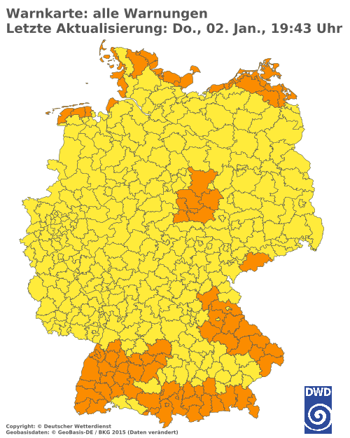 Aktuelle Wetterwarnungen für  Aichach-Friedberg