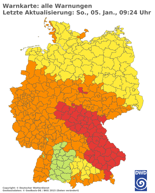 Aktuelle Wetterwarnungen für  Aichach-Friedberg